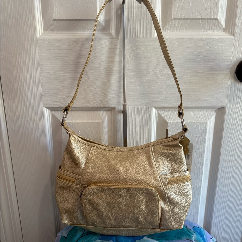 NWT Gold Leather Shoulder bag